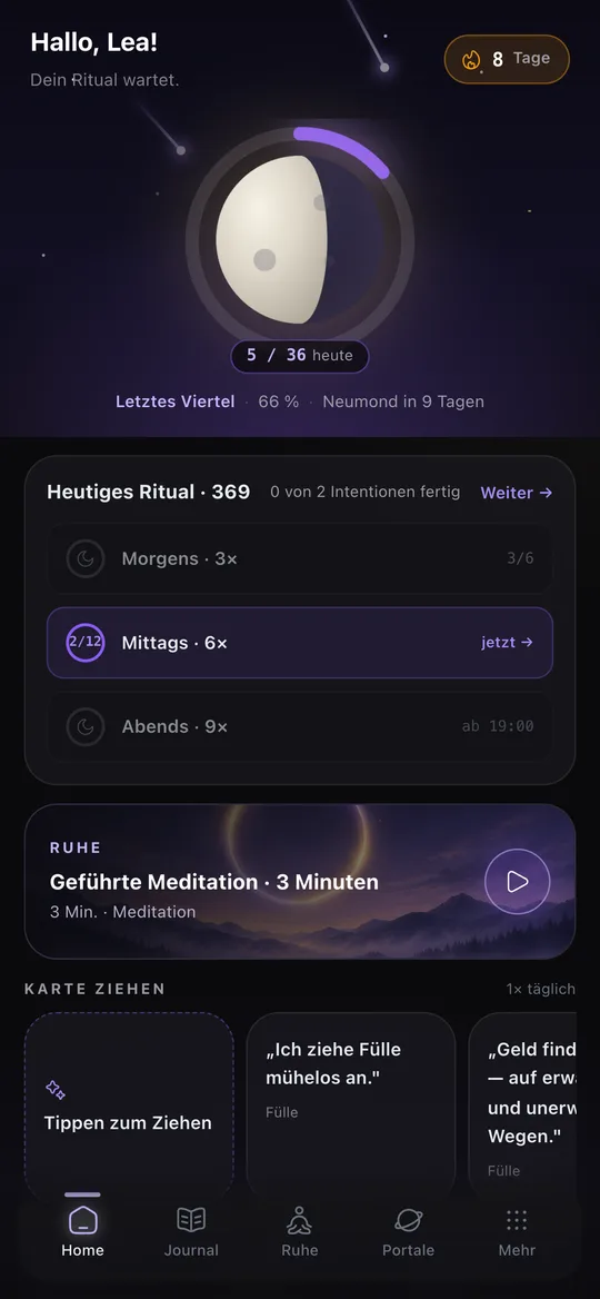 Manifest. – Einblick in die App