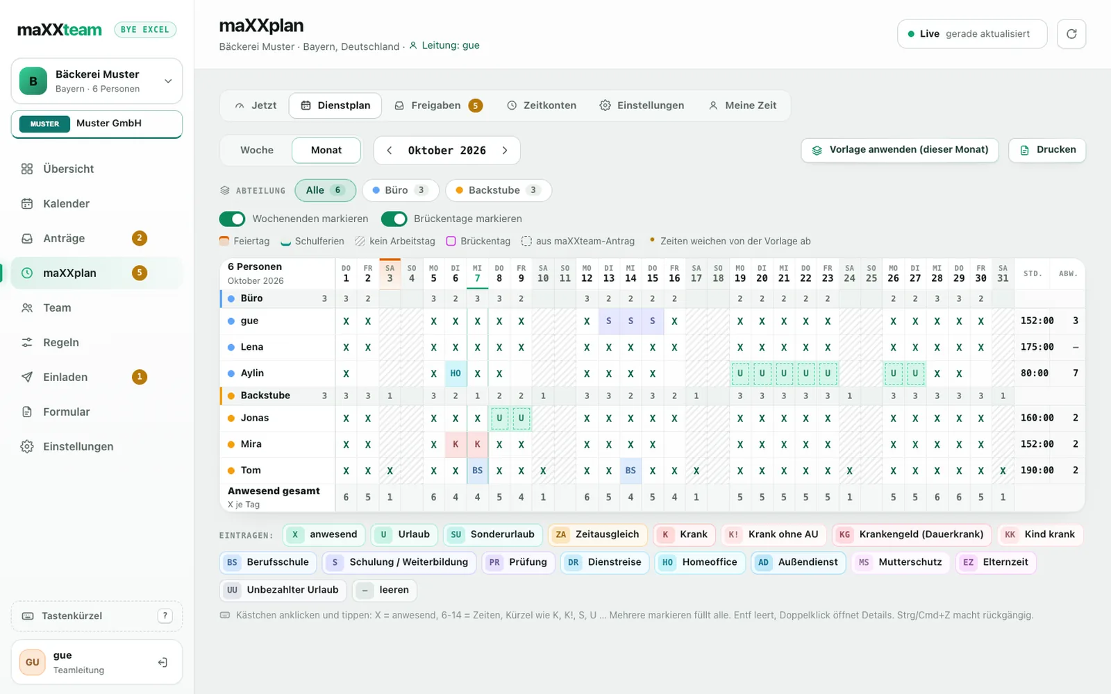 maXXplan Monatsplan im hellen Design