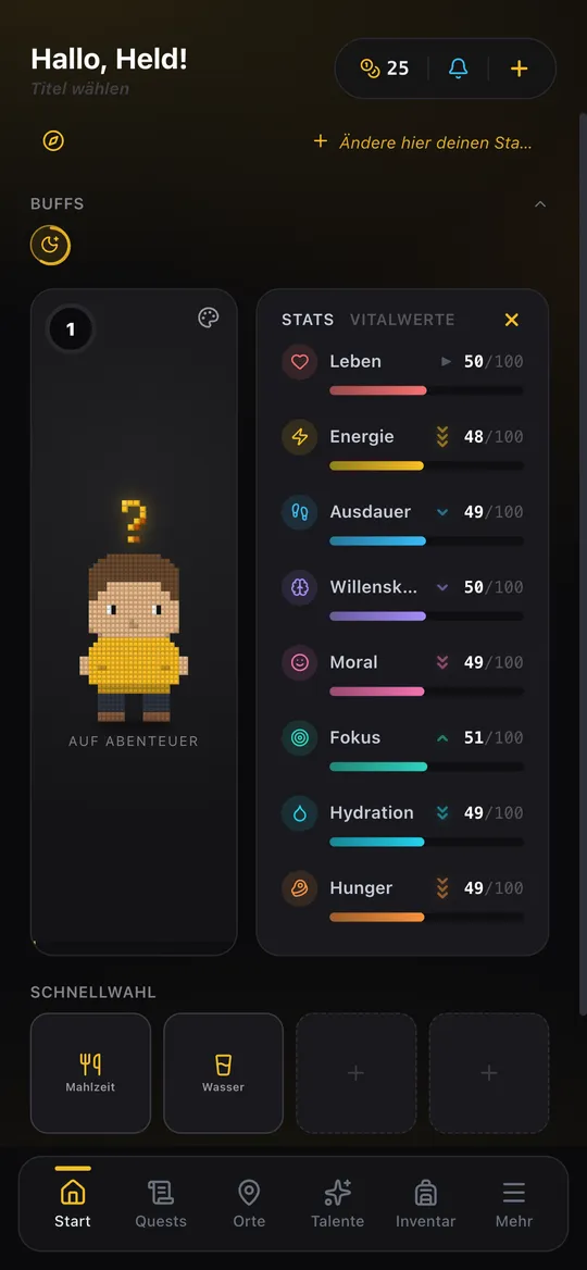 Questline – Einblick in die App