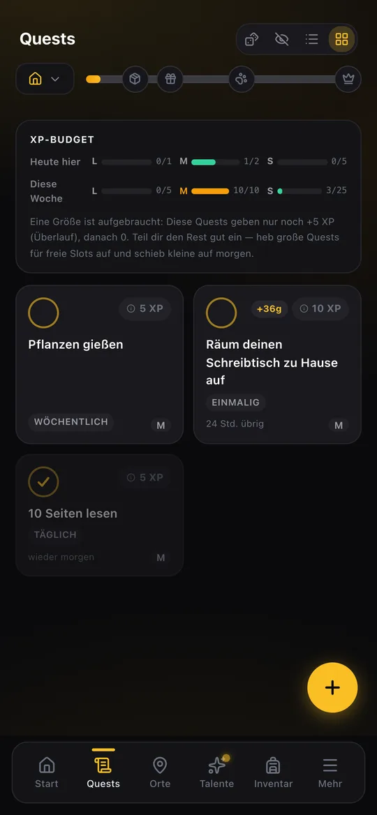 Questline – Einblick in die App