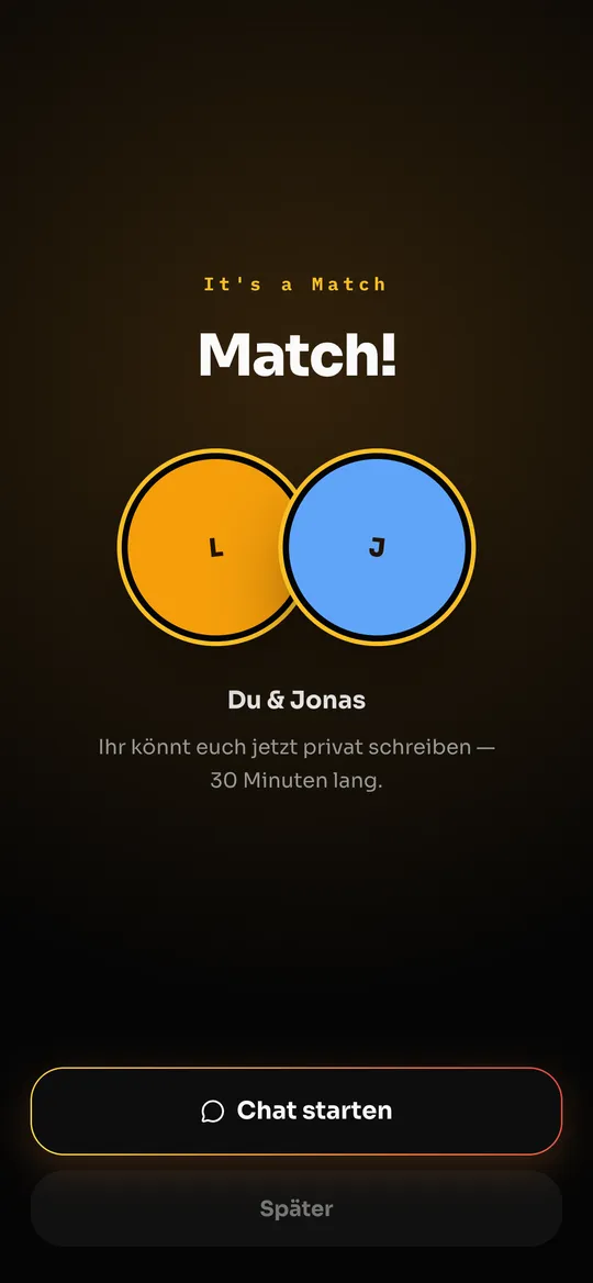 Match-Screen: Du und Jonas