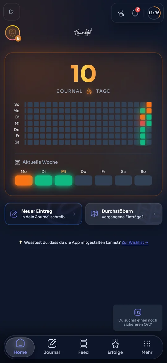 Thankful – Einblick in die App